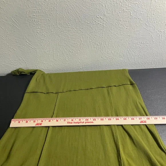 Free People FB Beach Maxi Dress Womens Sz L Green Puff Sleeve Brentwood Flowy - Picture 11 of 13